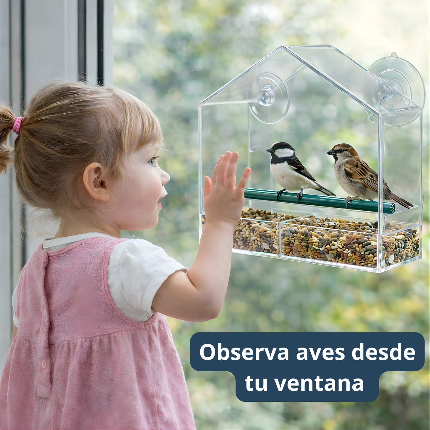 Comedero de Aves con Ventosas Ultra Resistentes para Ventana
