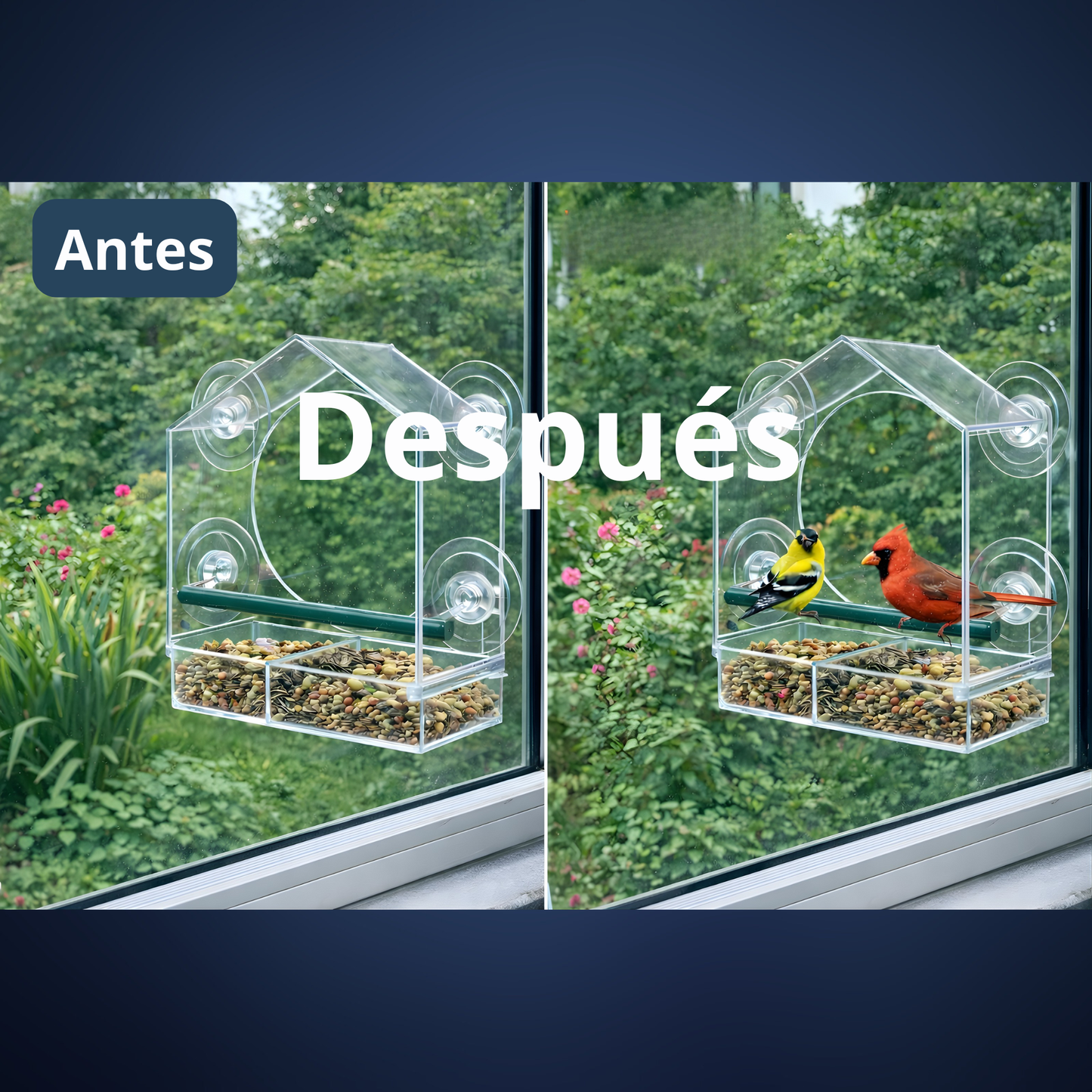 Comedero de Aves con Ventosas Ultra Resistentes para Ventana